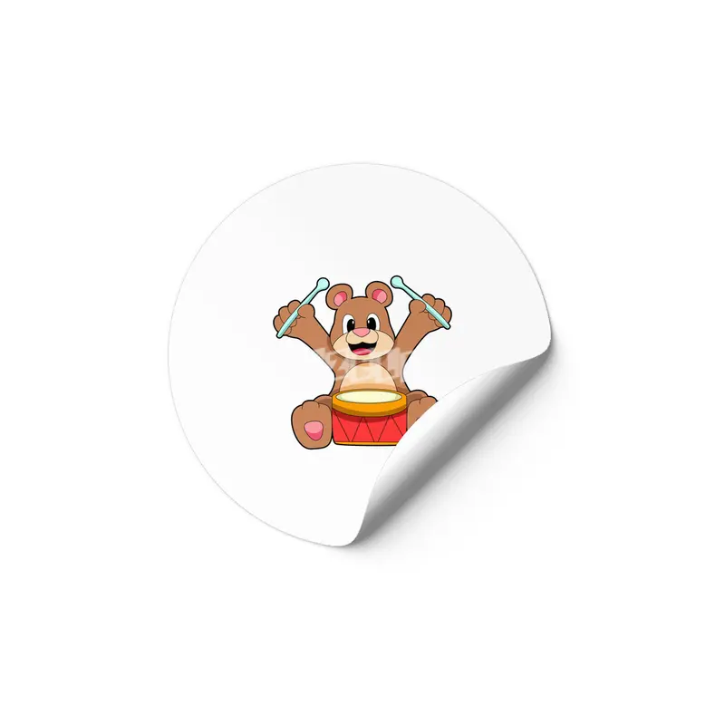 Bear at Music with Drum Etiket