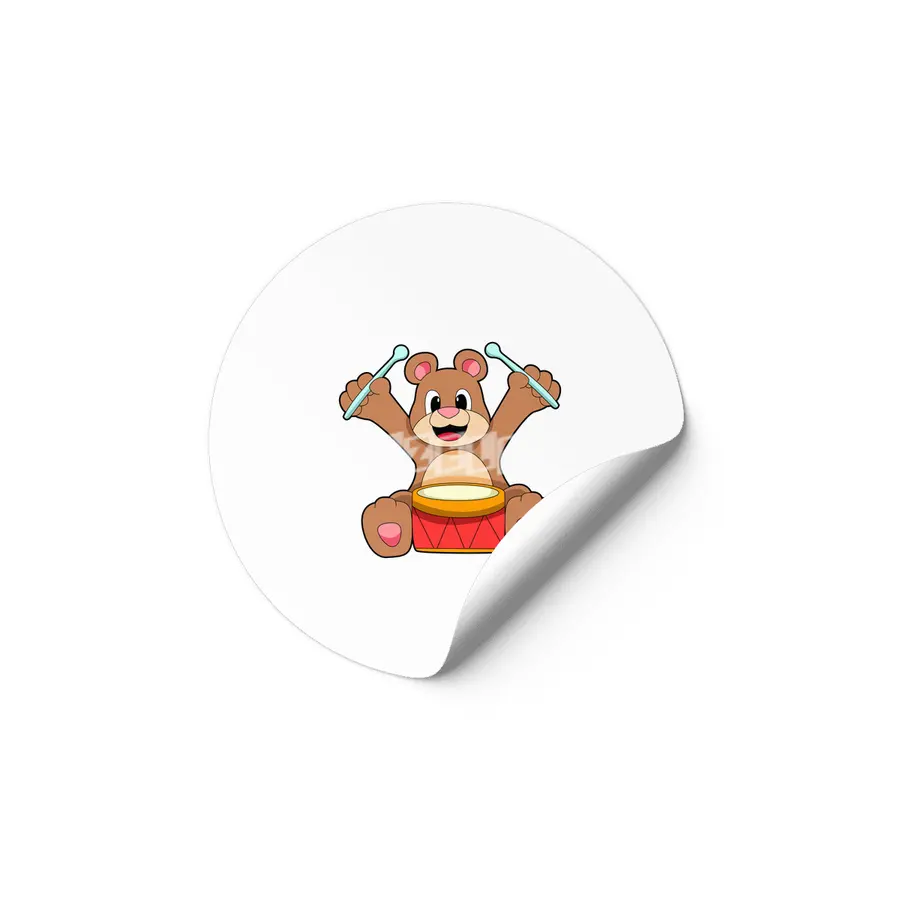 Bear at Music with Drum Etiket