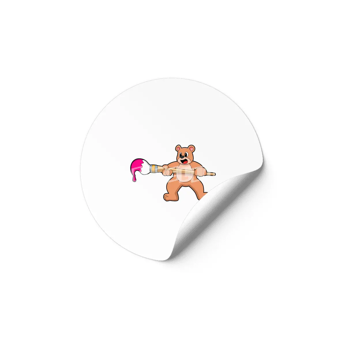 Bear at Painting with Brush & Paint Etiket