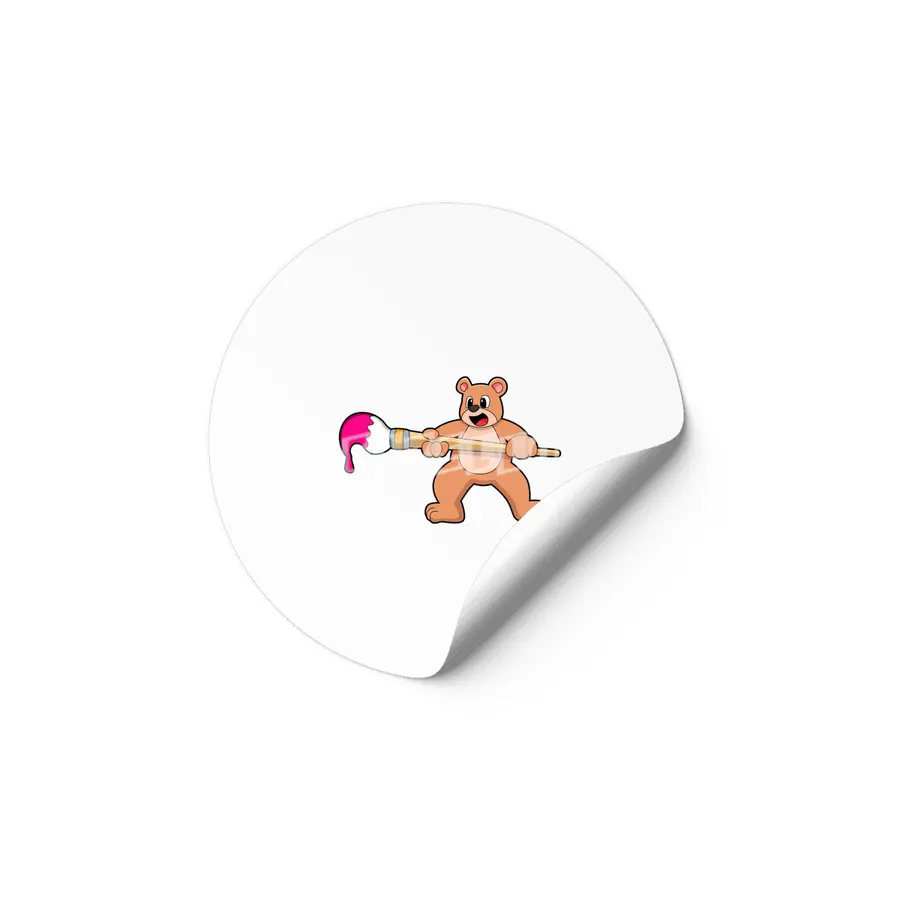 Bear at Painting with Brush & Paint Etiket