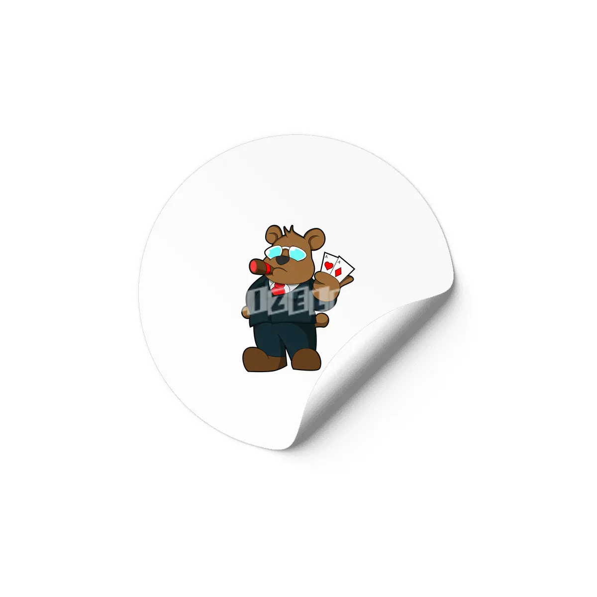 Bear at Poker with Cards Etiket