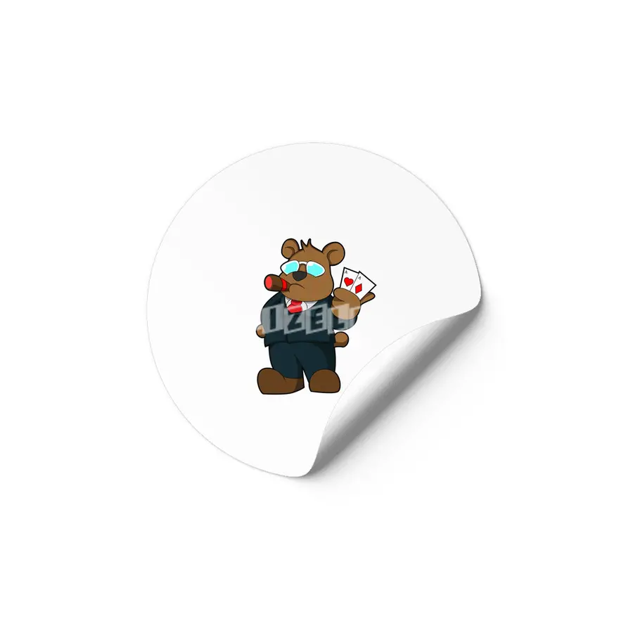 Bear at Poker with Cards Etiket