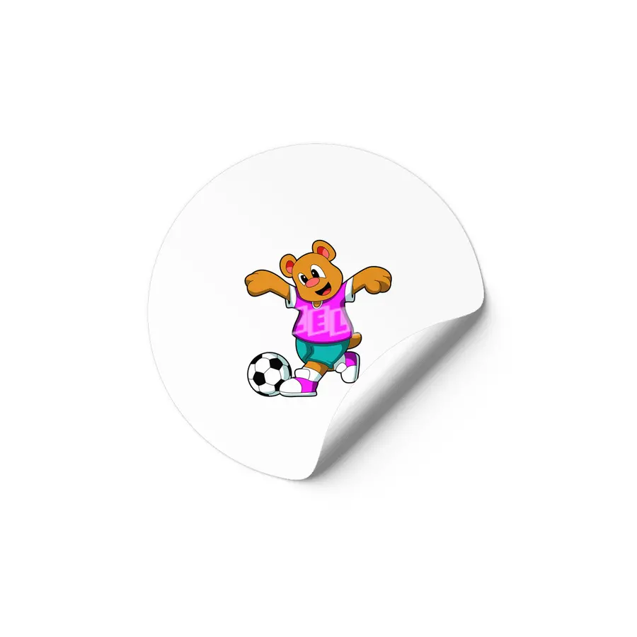 Bear at Sports with Soccer Etiket