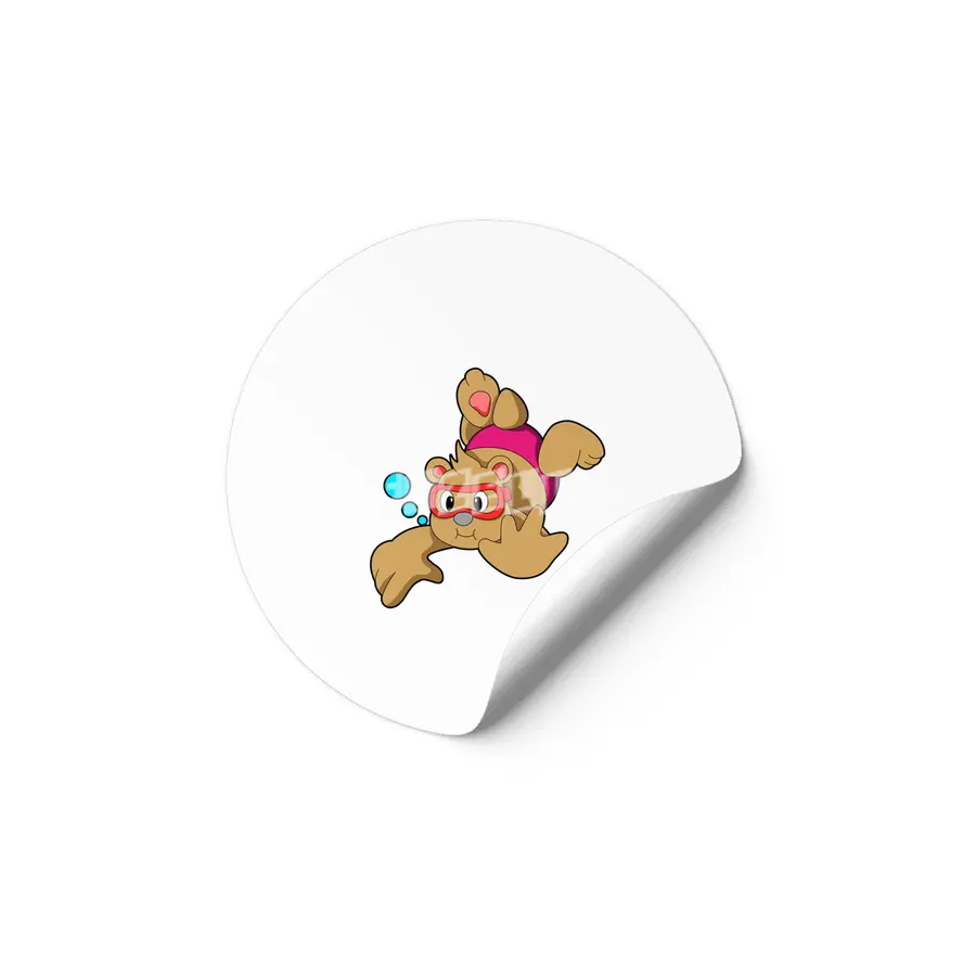 Bear at Swimming with Swimming goggles Etiket