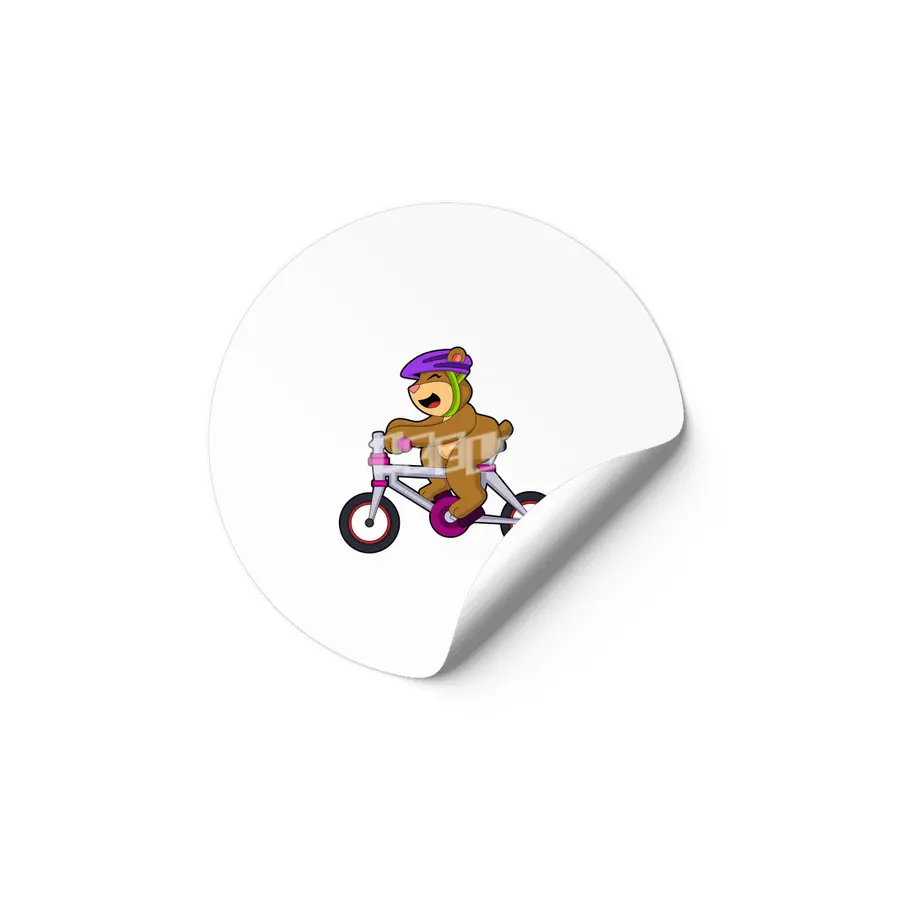 Bear with Bicycle & Helmet Etiket