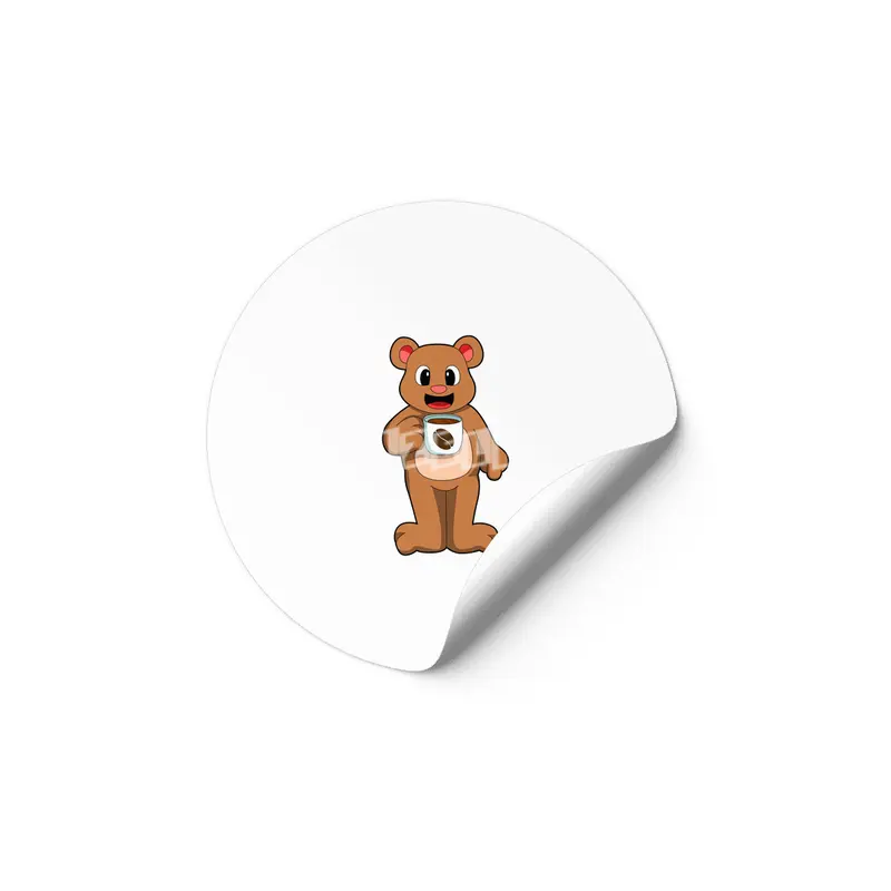 Bear with Cup of Coffee Etiket