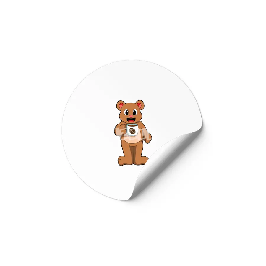 Bear with Cup of Coffee Etiket