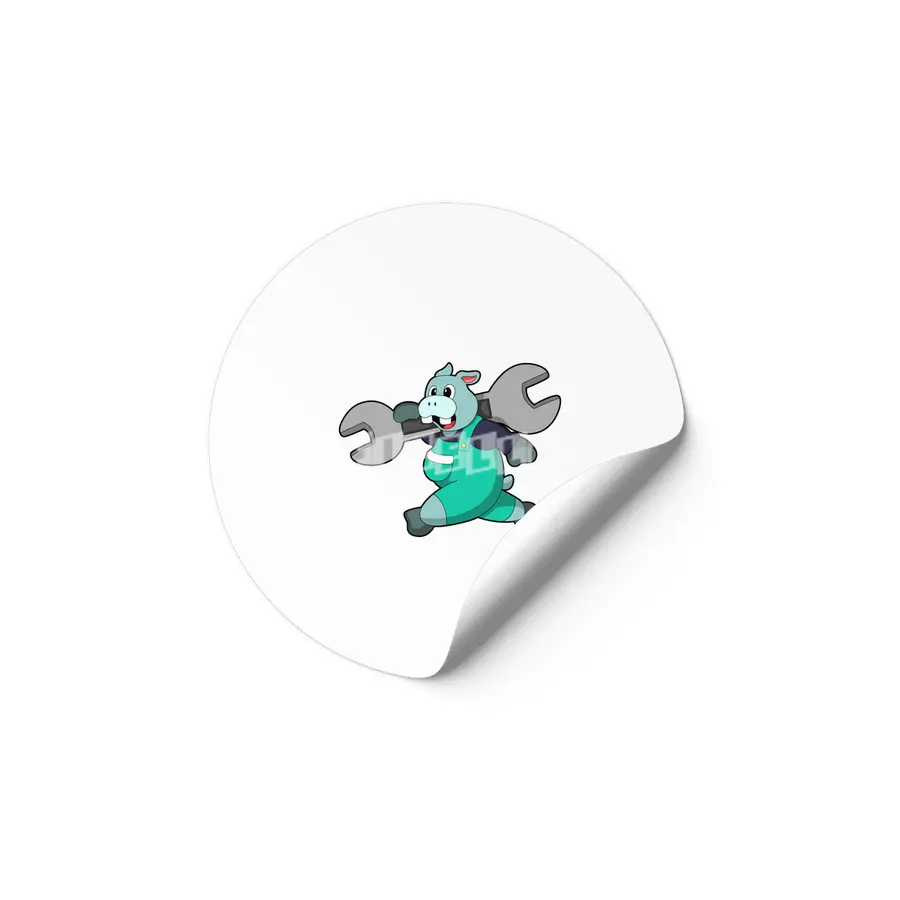 Hippo as Mechanic with Wrench Etiket