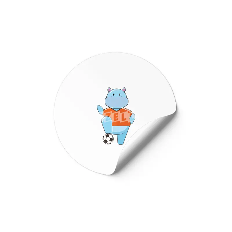 Hippo as Soccer player with Soccer ball Etiket