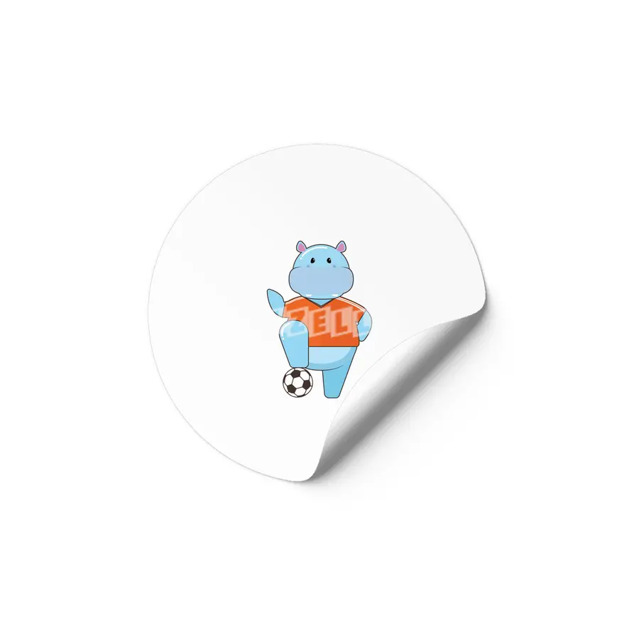 Hippo as Soccer player with Soccer ball Etiket
