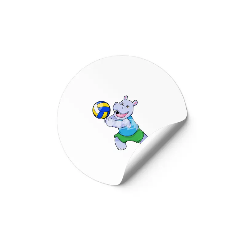 Hippo as Volleyball player with Volleyball Etiket