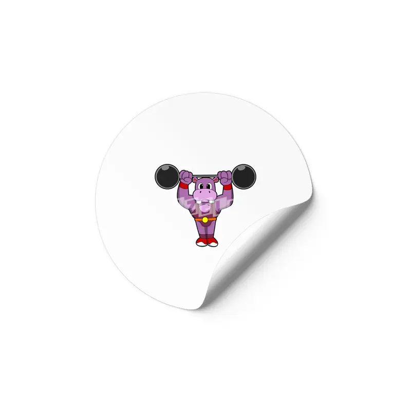 Hippo at Bodybuilding with Barbell Etiket