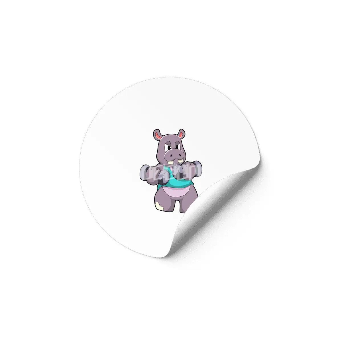 Hippo at Bodybuilding with Dumbbells Etiket