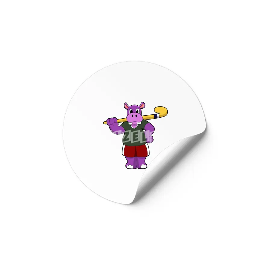 Hippo at Hockey with Hockey bat Etiket