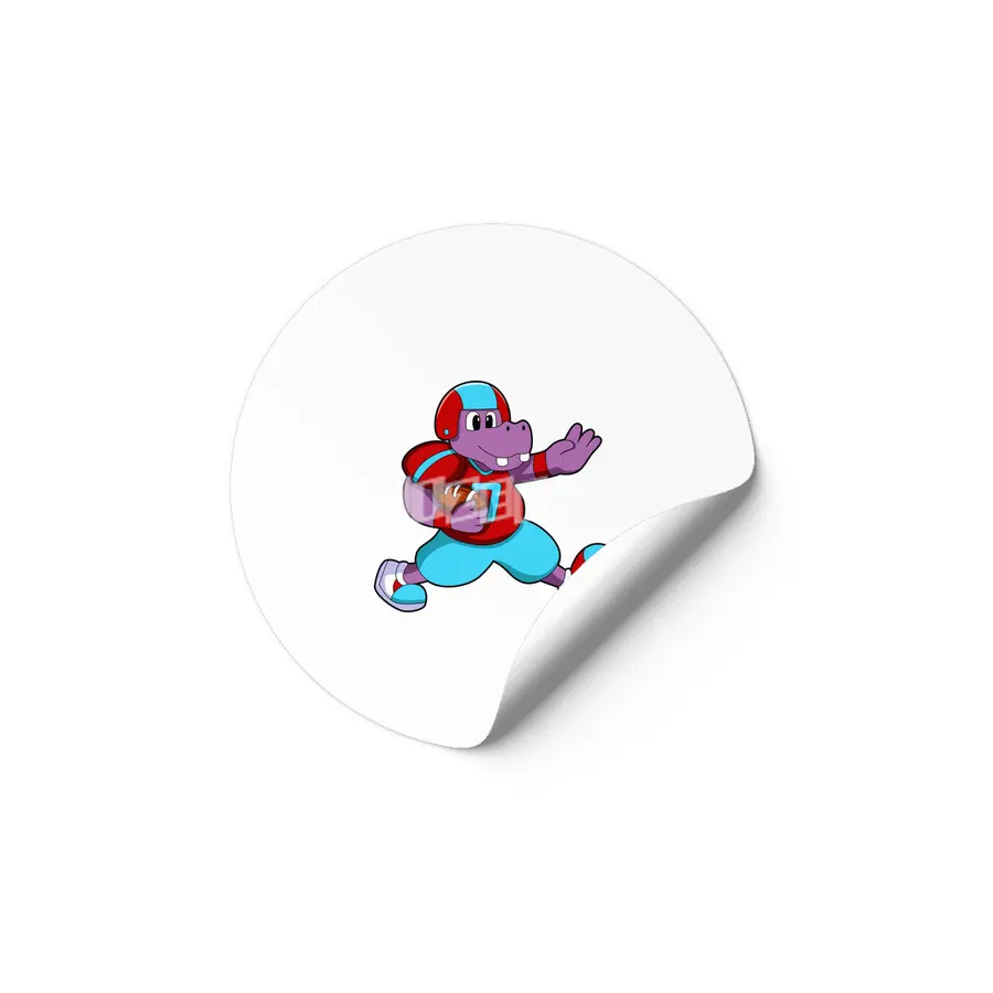 Hippo at Sports with Football & Helmet Etiket