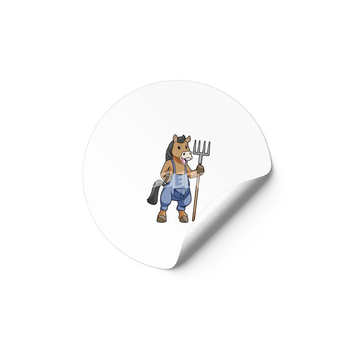 Horse as Farmer with Rake Etiket