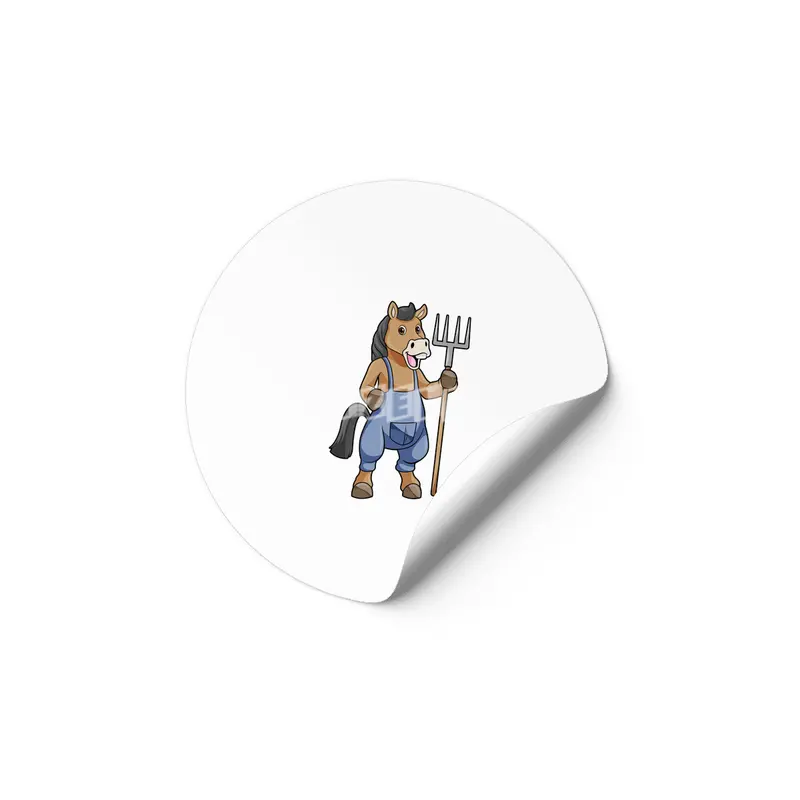 Horse as Farmer with Rake Etiket