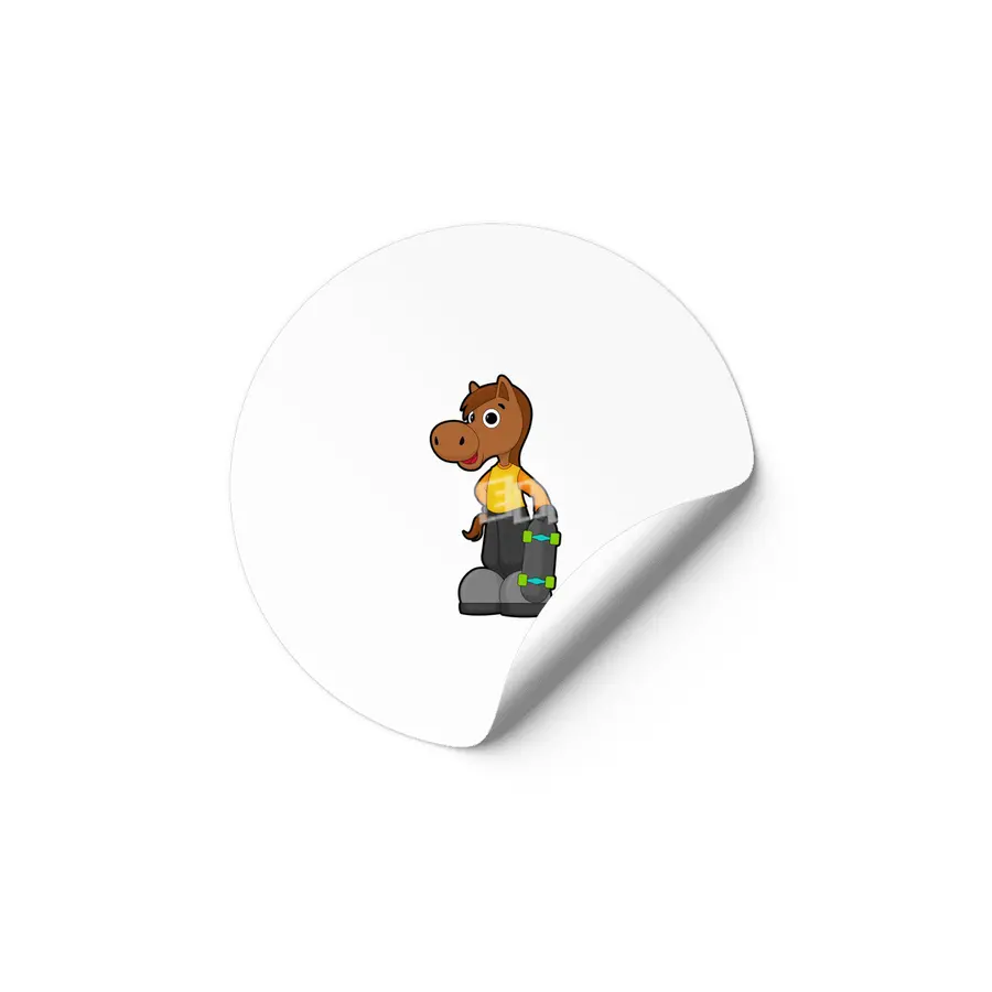 Horse as Skater with Skateboard Etiket