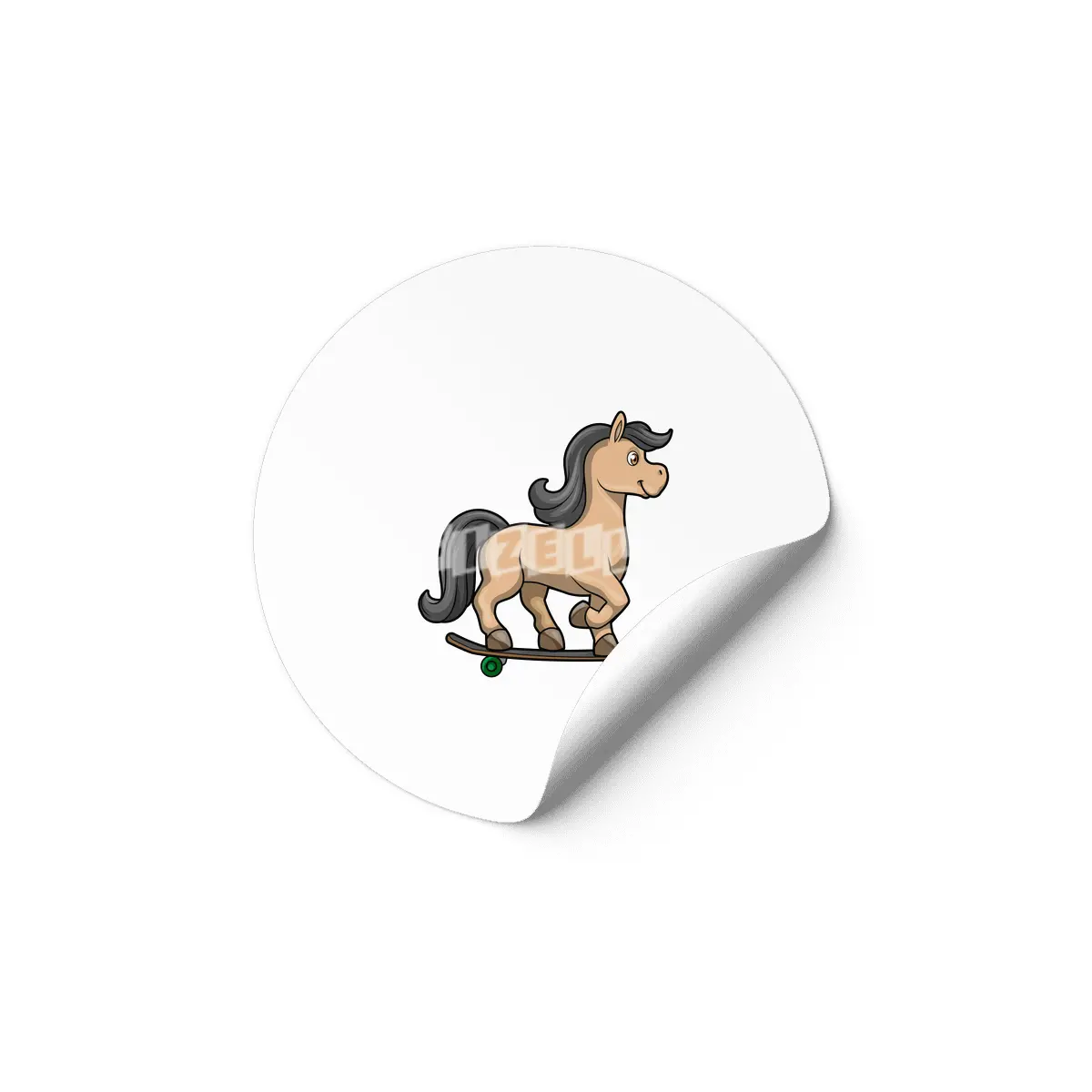 Horse as Skater with Skateboard Etiket