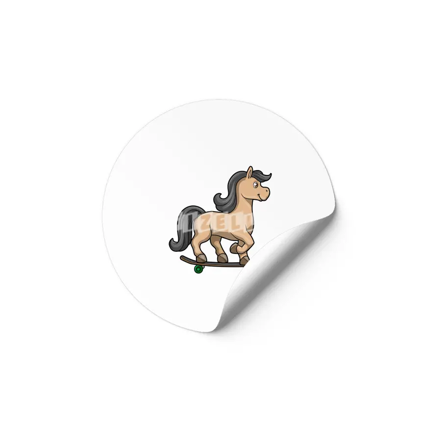Horse as Skater with Skateboard Etiket