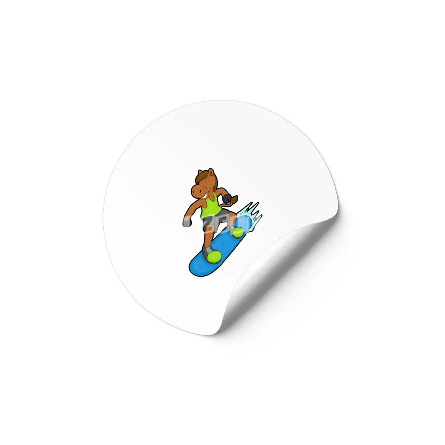 Horse as Snowboarder with Snowboard Etiket