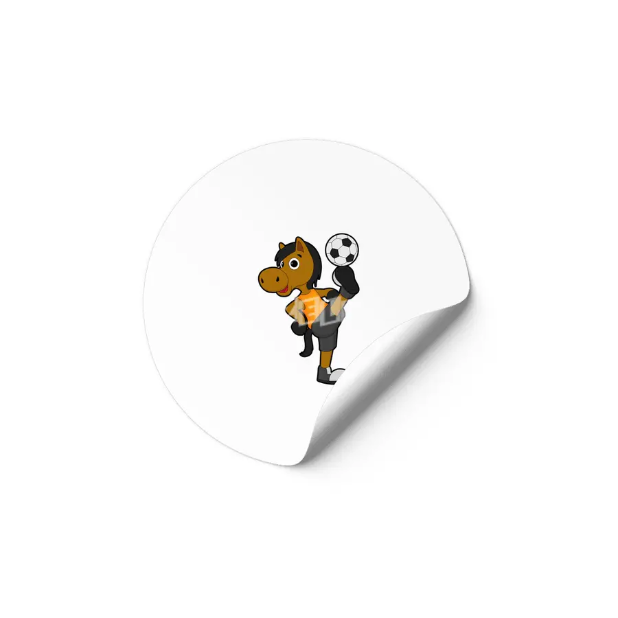 Horse as Soccer player with Soccer ball Etiket