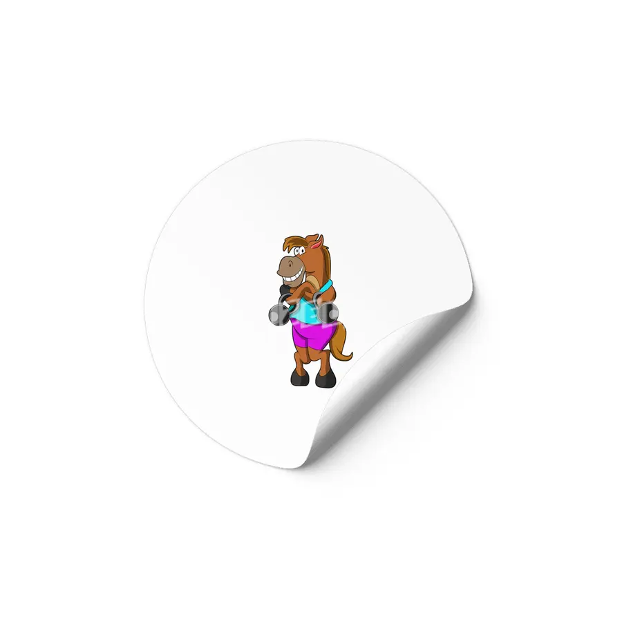Horse at Laughing with Dumbbells Etiket
