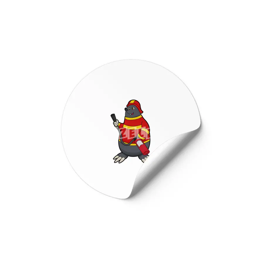 Mole as Firefighter with Fire extinguisher Etiket