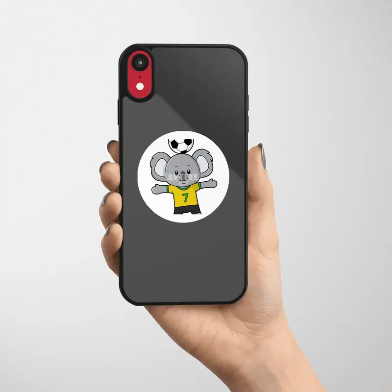 Koala as Soccer player with Soccer ball Etiket