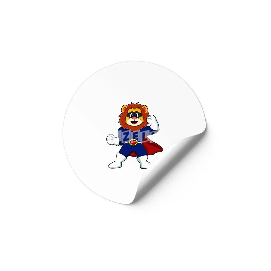 Lion as Hero with Mask Etiket