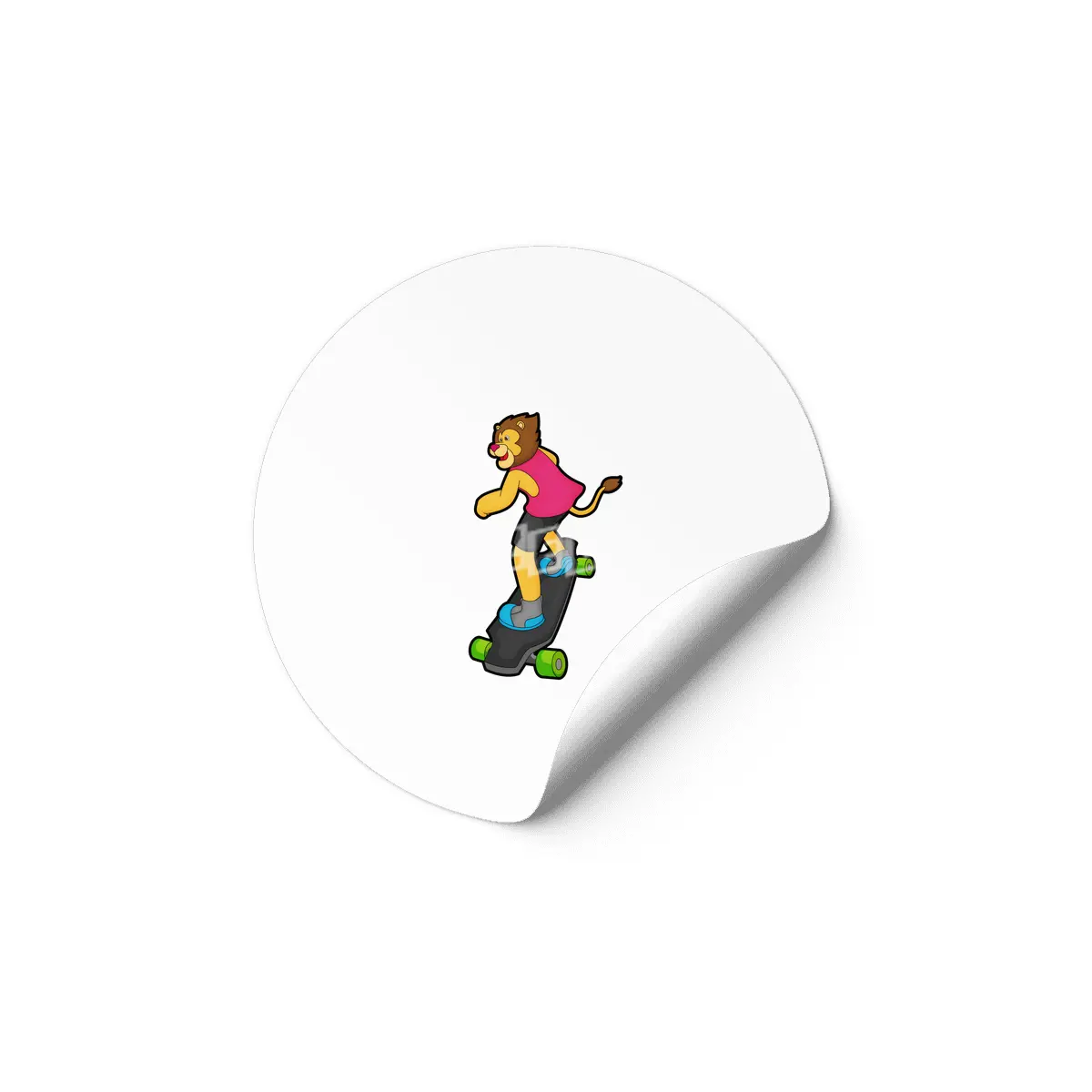 Lion as Skateboarder with Skateboard Etiket