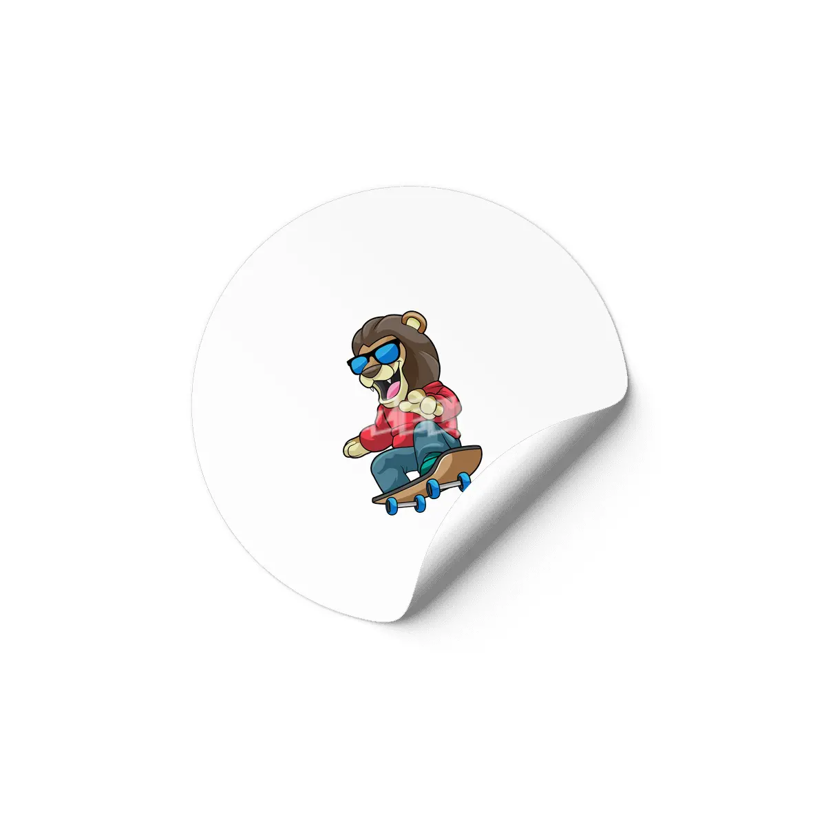 Lion as Skater with Skateboard Etiket