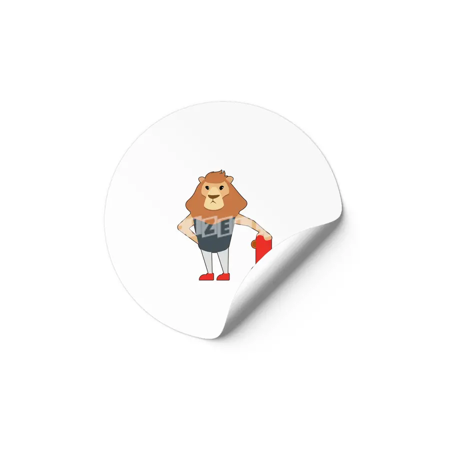 Lion as Skater with Skateboard Etiket