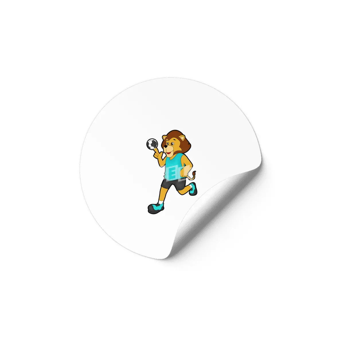 Lion at Handball player with Handball Etiket