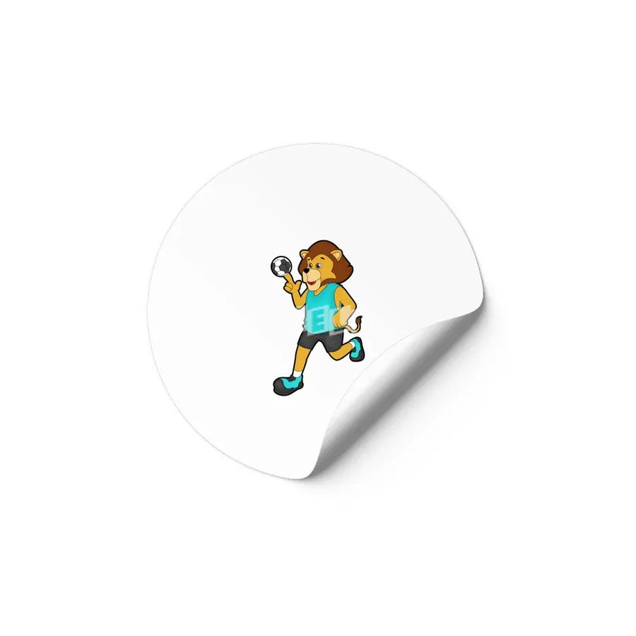 Lion at Handball player with Handball Etiket
