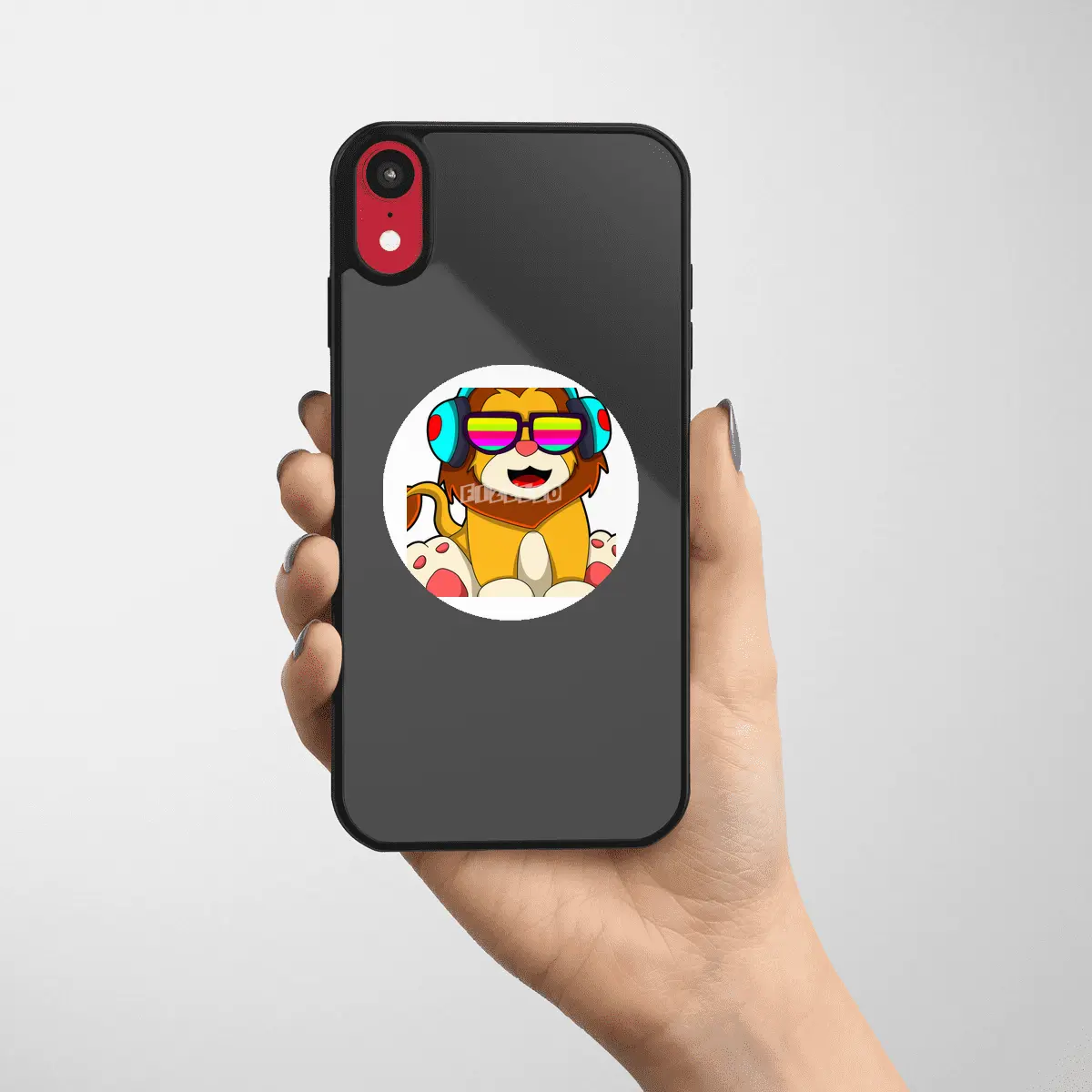 Lion at Music with Headphone & Glasses Etiket