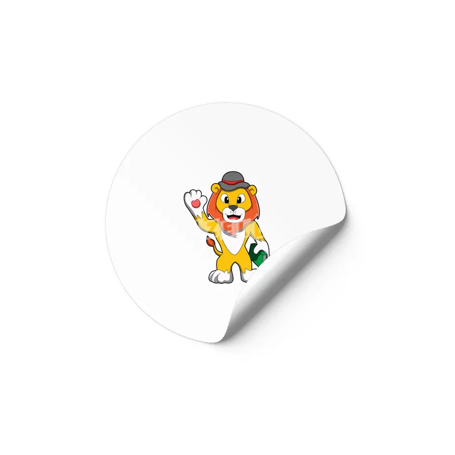 Lion with Book & Hat Etiket