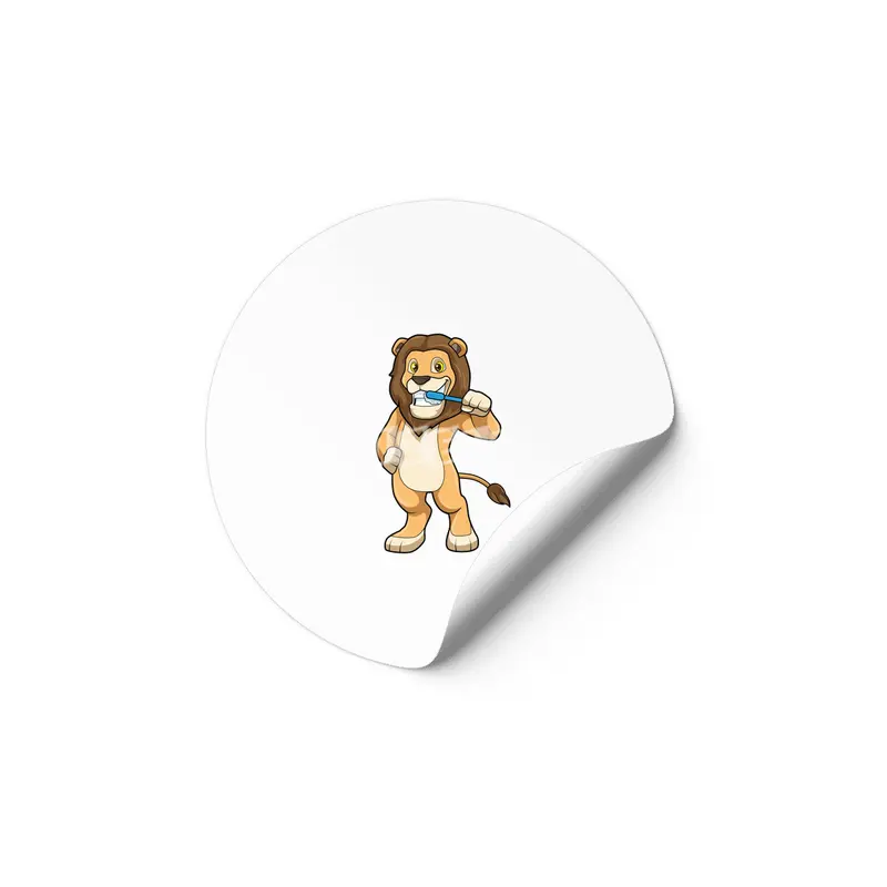 Lion with Toothbrush Etiket