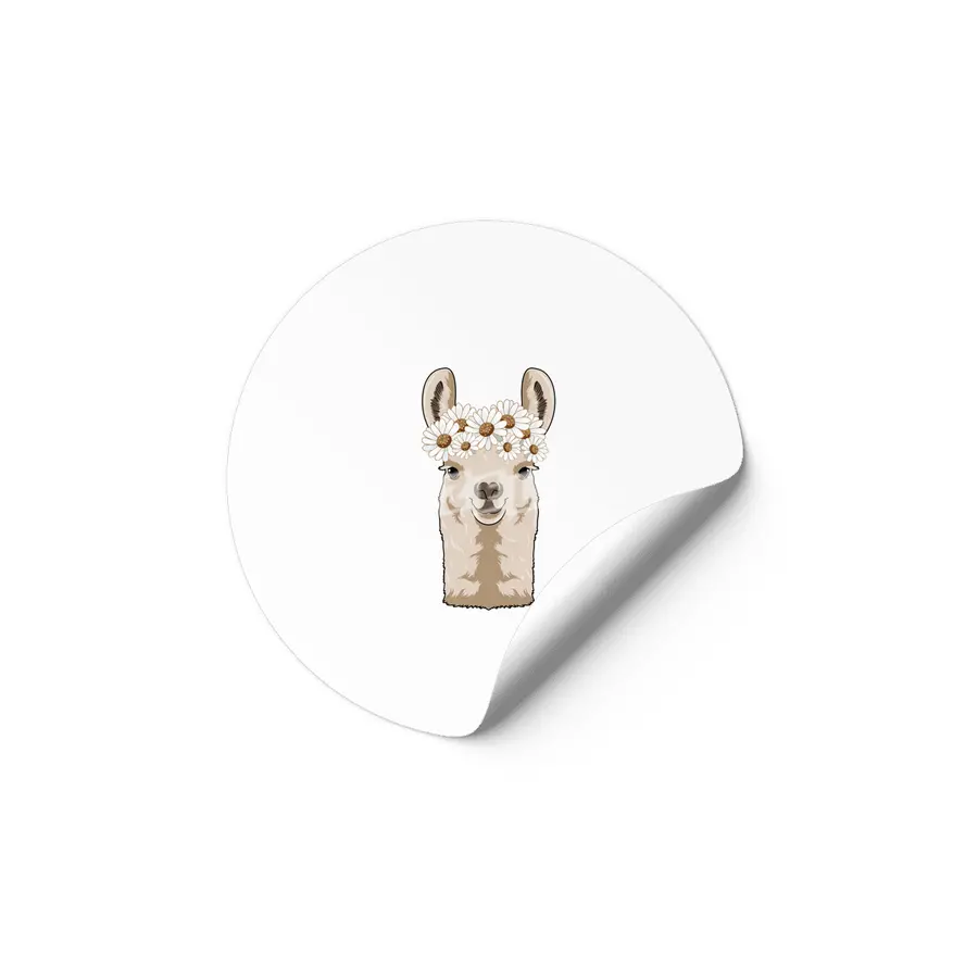 Llama with white Blossoms Etiket