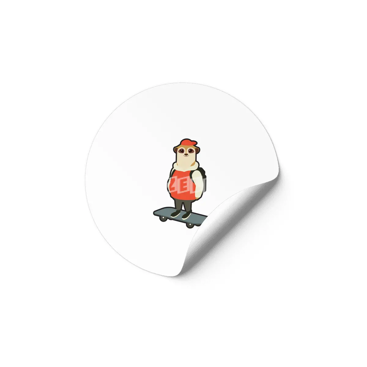 Meerkat as Skater with Skateboard Etiket