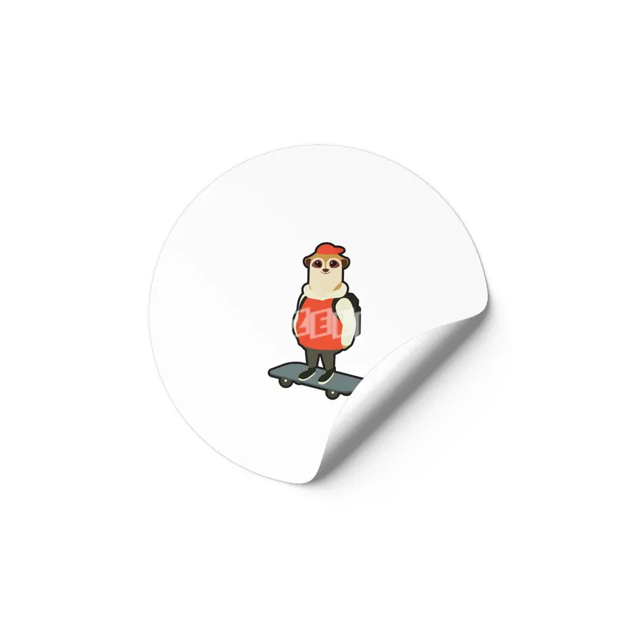 Meerkat as Skater with Skateboard Etiket