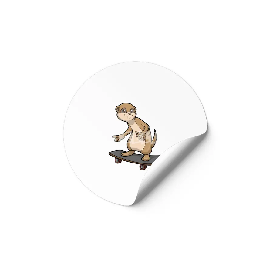 Meerkat as Skater with Skateboard Etiket