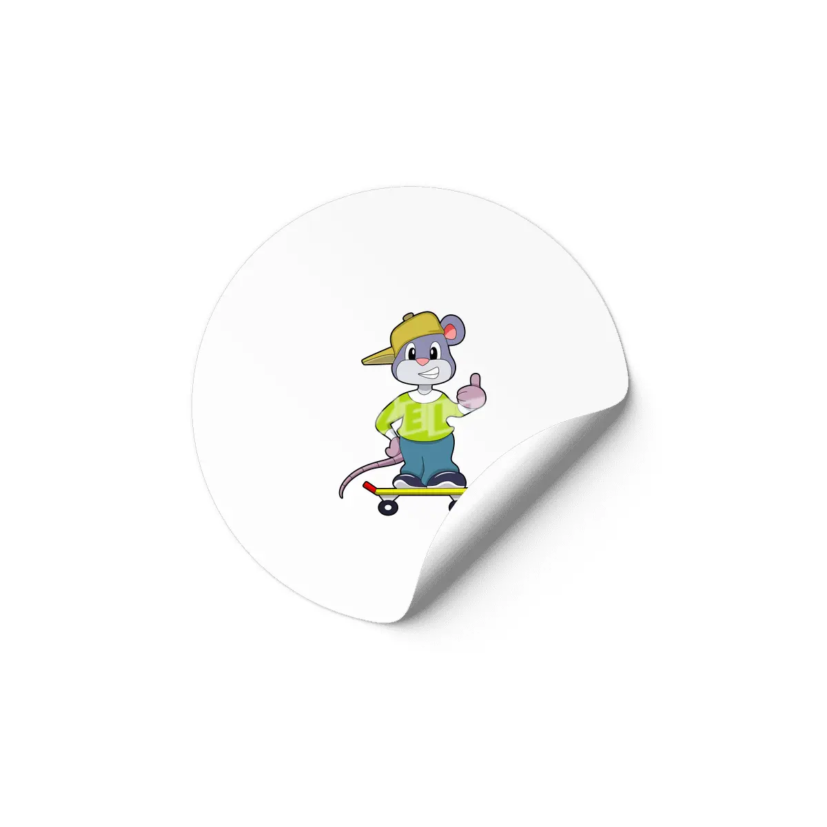 Mouse as Skater with Skateboard Etiket