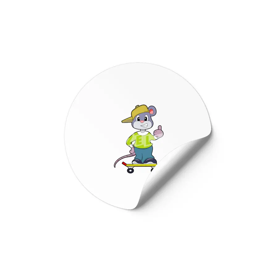 Mouse as Skater with Skateboard Etiket