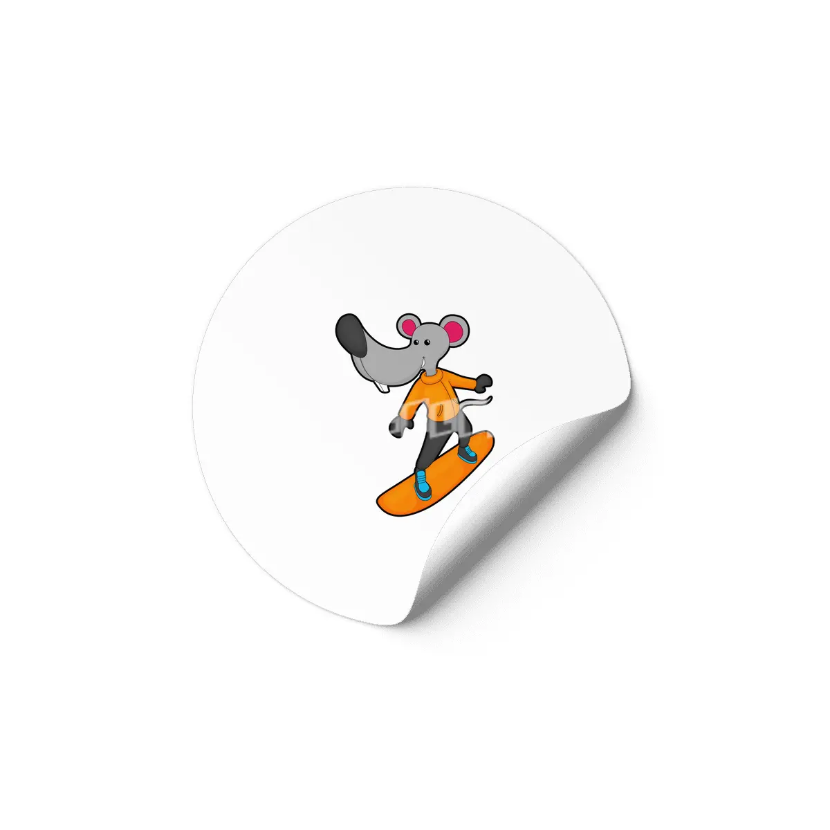 Mouse as Snowboarder with Snowboard Etiket