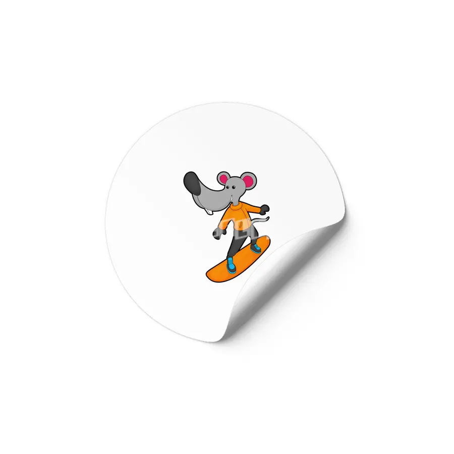Mouse as Snowboarder with Snowboard Etiket