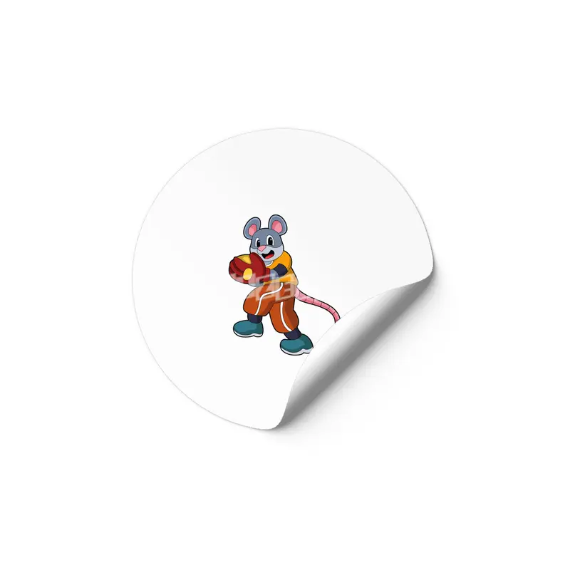 Mouse at Baseball with Baseball glove Etiket