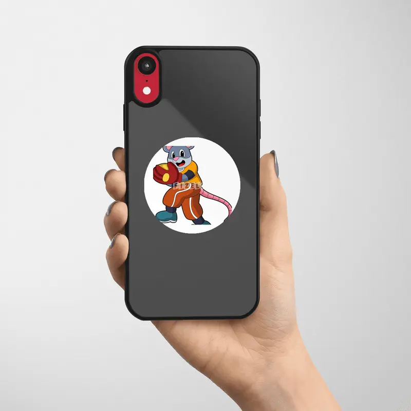Mouse at Baseball with Baseball glove Etiket