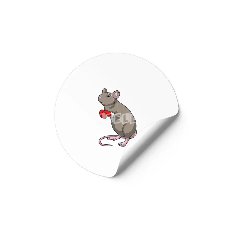 Mouse at Boxing with Boxing gloves Etiket