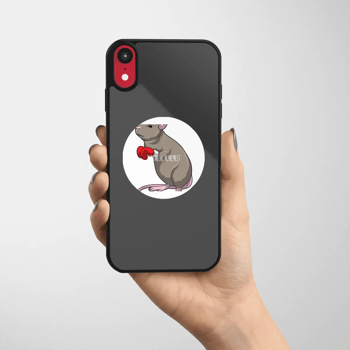 Mouse at Boxing with Boxing gloves Etiket